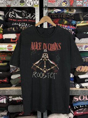 Rare Alice In Chains Rooster Washed Black Tee